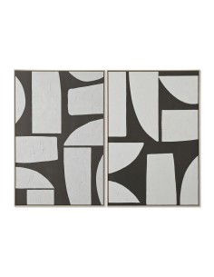 Cadre Home ESPRIT Blanc Vert Beige Gris foncé polystyrène Toile Abstrait Urbaine (2 Unités)