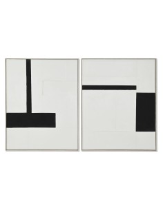 Cadre Home ESPRIT Blanc Noir Abstrait Moderne 82 x 3,8 x 102 cm (2 Unités)