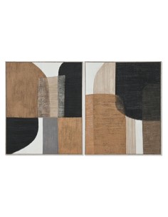Cadre Home ESPRIT Marron Noir Abstrait Urbaine 82 x 4,5 x 102 cm (2 Unités)
