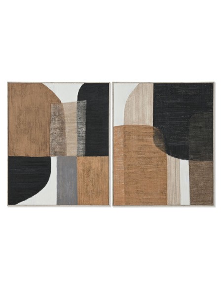 Cadre Home ESPRIT Marron Noir Abstrait Urbaine 82 x 4,5 x 102 cm (2 Unités)