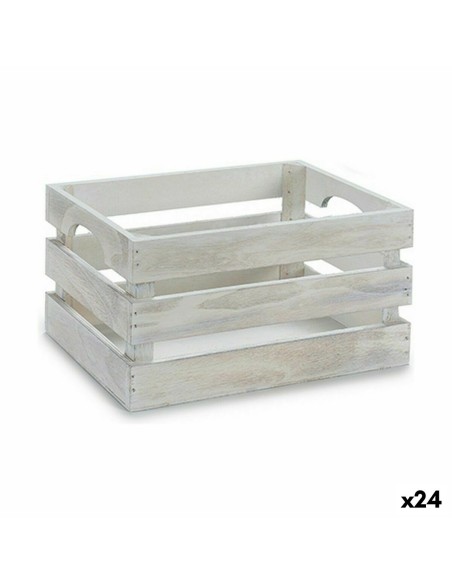 Boîte Décorative Blanc Bois de peuplier 26,2 x 13,2 x 15,8 cm (24 Unités)