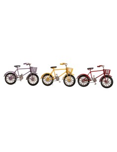 Figurine Décorative DKD Home Decor Jaune Rouge Lila Bicyclette Vintage 16,5 x 5,5 x 9 cm (3 Unités)