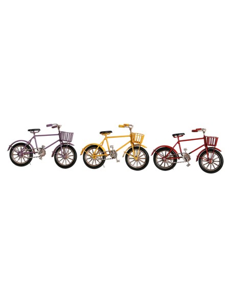 Figurine Décorative DKD Home Decor Jaune Rouge Lila Bicyclette Vintage 16,5 x 5,5 x 9 cm (3 Unités)