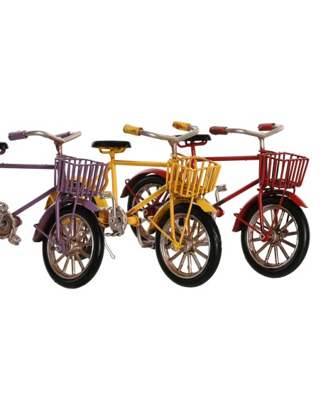 Figurine Décorative DKD Home Decor Jaune Rouge Lila Bicyclette Vintage 16,5 x 5,5 x 9 cm (3 Unités)