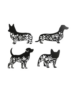 Décoration murale Home ESPRIT Noir Chien 40 x 1 x 33 cm (4 Unités)