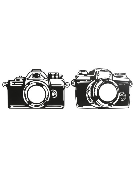 Décoration murale Home ESPRIT Noir Caméra/Appareil Photo Vintage 45 x 1 x 30 cm (2 Unités)