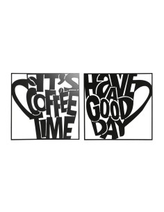 Décoration murale Home ESPRIT Noir Vintage Tasse 44,5 x 1 x 44,5 cm (2 Unités)
