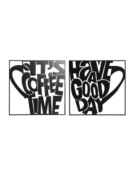 Décoration murale Home ESPRIT Noir Vintage Tasse 44,5 x 1 x 44,5 cm (2 Unités)