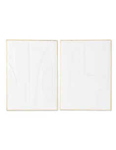 Décoration murale Home ESPRIT Blanc Doré Abstrait 72,7 x 2,5 x 100,5 cm (2 Unités)