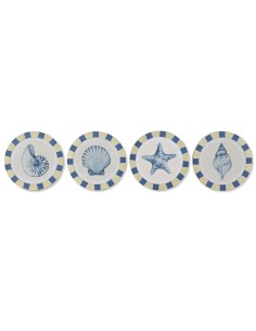 Décoration murale Home ESPRIT Bleu Blanc méditerranéen 30 x 3 x 30 cm (4 Unités)