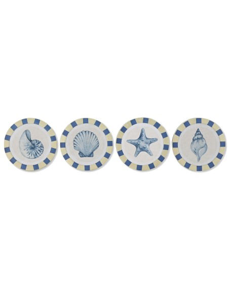 Décoration murale Home ESPRIT Bleu Blanc méditerranéen 30 x 3 x 30 cm (4 Unités)