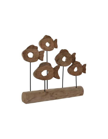 Figurine Décorative Home ESPRIT Noir Naturel Poissons 61,5 x 10 x 53,5 cm