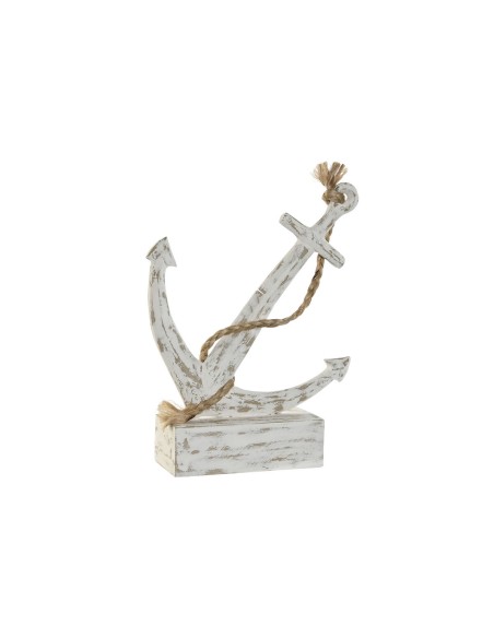 Figurine Décorative Home ESPRIT Blanc Ancre méditerranéen Décapé 31 x 7,5 x 40 cm