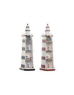 Figurine Décorative Home ESPRIT Bleu Rouge Phare 14 x 16 x 52 cm (2 Unités)