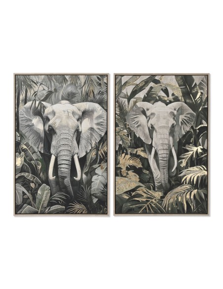 Cadre Home ESPRIT Vert Gris Eléphant Colonial Doré 63 x 4,5 x 93 cm (2 Unités)