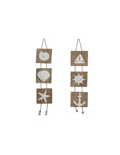 Décoration Suspendue Home ESPRIT Blanc Naturel méditerranéen 15,5 x 4 x 80 cm (2 Unités)