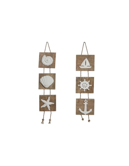Décoration Suspendue Home ESPRIT Blanc Naturel méditerranéen 15,5 x 4 x 80 cm (2 Unités)