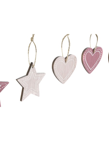 Décoration Suspendue DKD Home Decor Rose Rose clair Bois 6,5 x 1 x 6,5 cm (9 Pièces) (3 Unités)
