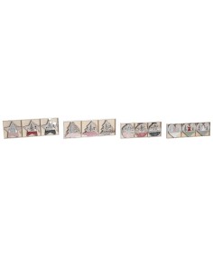 Décoration Suspendue DKD Home Decor Rouge Rose Bois 23 x 1,5 x 9 cm (6 Pièces) (4 Unités)
