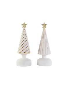 Décorations de Noël DKD Home Decor Blanc Doré 9 x 9 x 25 cm (2 Unités)