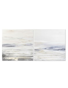 Cadre DKD Home Decor Bleu Gris Abstrait Moderne 90 x 3,7 x 90 cm (2 Unités)