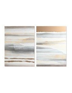 Cadre DKD Home Decor Beige Gris Abstrait Moderne 90 x 3,7 x 120 cm (2 Unités)
