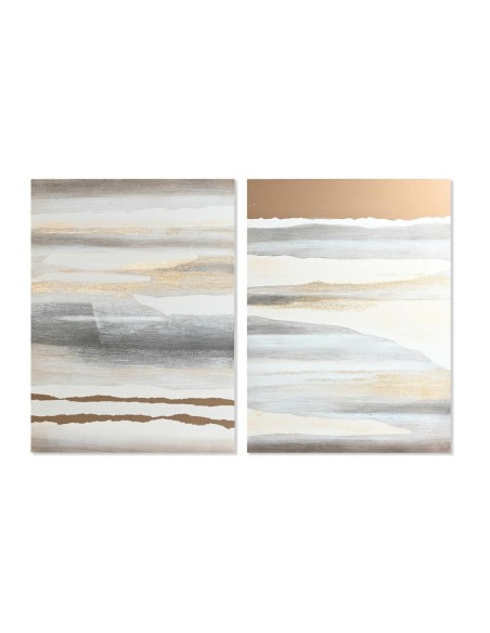 Cadre DKD Home Decor Beige Gris Abstrait Moderne 90 x 3,7 x 120 cm (2 Unités)