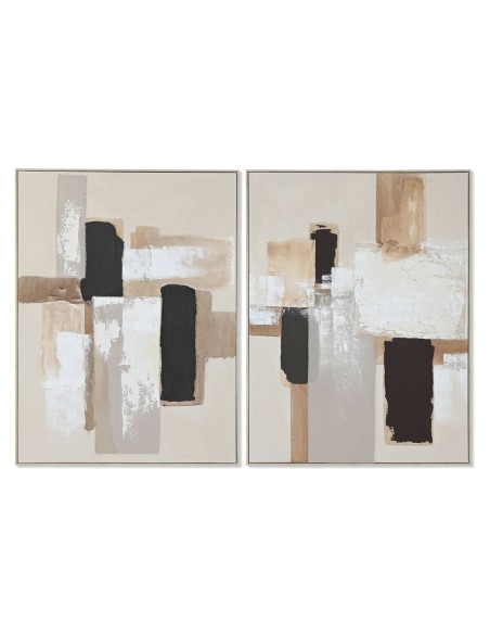 Cadre Home ESPRIT Blanc Noir Beige Abstrait Moderne 92 x 3,8 x 122 cm 92 x 4 x 122 cm (2 Unités)