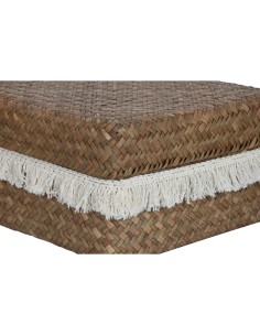 Set de basket Home ESPRIT Blanc Naturel Fibre naturelle Boho Usé (4 Pièces) 2