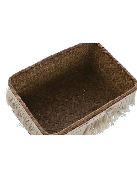 Set de basket Home ESPRIT Blanc Naturel Fibre naturelle Boho Usé (3 Pièces)