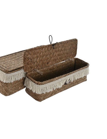 Set de basket Home ESPRIT Blanc Naturel Fibre naturelle Boho Usé (3 Pièces)