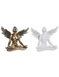 Figurine Décorative DKD Home Decor Blanc Doré Ange Néoclassique 31,5 x 17 x 26,5 cm (2 Unités)