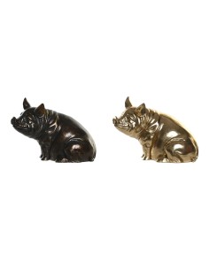 Figurine Décorative DKD Home Decor Cuivre Doré Cochon 18,5 x 10,5 x 14 cm (2 Unités)