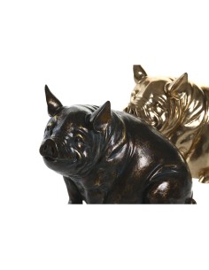 Figurine Décorative DKD Home Decor Cuivre Doré Cochon 18,5 x 10,5 x 14 cm (2 Unités) 2