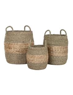 Set de basket Home ESPRIT Naturel Jacinthe d'eau Tropical (3 Pièces)