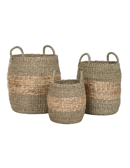 Set de basket Home ESPRIT Naturel Jacinthe d'eau Tropical (3 Pièces)