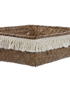 Set de basket Home ESPRIT Blanc Naturel Fibre naturelle Boho Usé (4 Pièces) 2