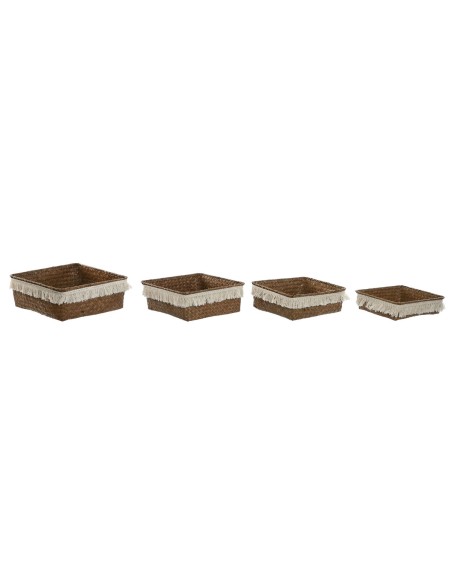 Set de basket Home ESPRIT Blanc Naturel Fibre naturelle Boho Usé (4 Pièces)