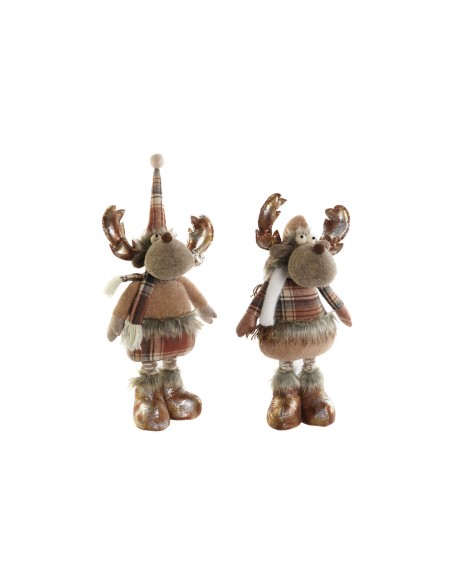Décorations de Noël DKD Home Decor Marron Renne 18 x 17 x 48 cm (2 Unités)