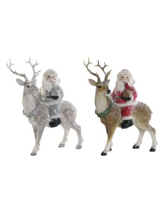 Décorations de Noël DKD Home Decor Multicouleur Renne 17,5 x 9 x 23 cm (2 Unités)