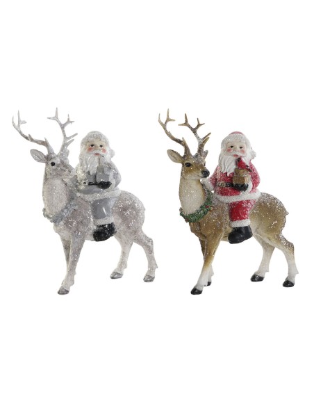 Décorations de Noël DKD Home Decor Multicouleur Renne 17,5 x 9 x 23 cm (2 Unités)