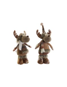 Décorations de Noël DKD Home Decor Marron Renne 14 x 12 x 35 cm (2 Unités)