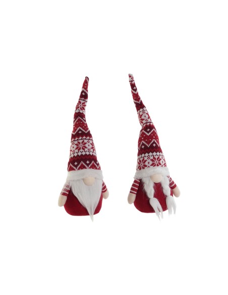 Décorations de Noël DKD Home Decor Blanc Rouge Gnome 16 x 11 x 42 cm (2 Unités)
