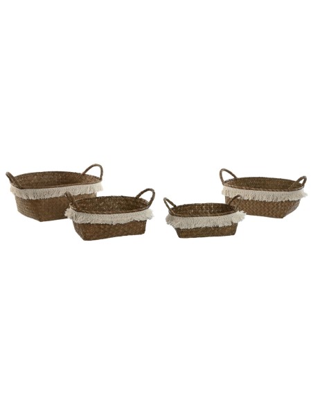 Set de basket Home ESPRIT Blanc Naturel Fibre naturelle Boho Usé (4 Pièces)
