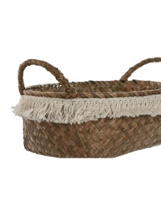 Set de basket Home ESPRIT Blanc Naturel Fibre naturelle Boho Usé (4 Pièces) 2
