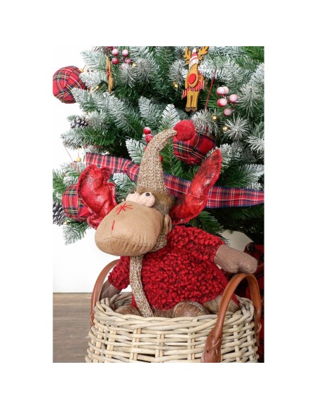 Décorations de Noël DKD Home Decor Rouge Gris Renne 27 x 19 x 32 cm (2 Unités)
