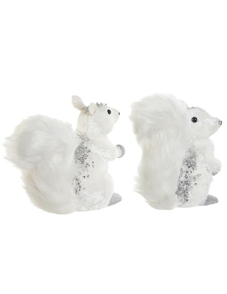 Décorations de Noël DKD Home Decor Blanc Écureuil 22 x 11 x 22 cm (2 Unités)