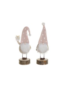 Décorations de Noël DKD Home Decor Naturel Rose clair Gnome 10 x 8 x 23,5 cm (2 Unités)