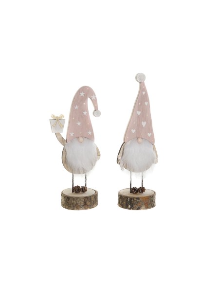 Décorations de Noël DKD Home Decor Naturel Rose clair Gnome 10 x 8 x 23,5 cm (2 Unités)