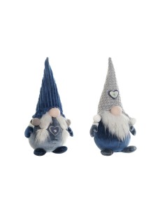 Décorations de Noël DKD Home Decor Bleu Blanc Gris Gnome 13 x 12 x 35 cm (2 Unités)